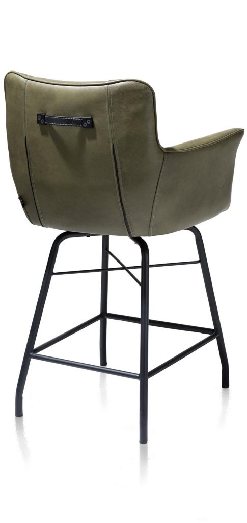 Chaise-fauteuil de bar en cuir vert olive