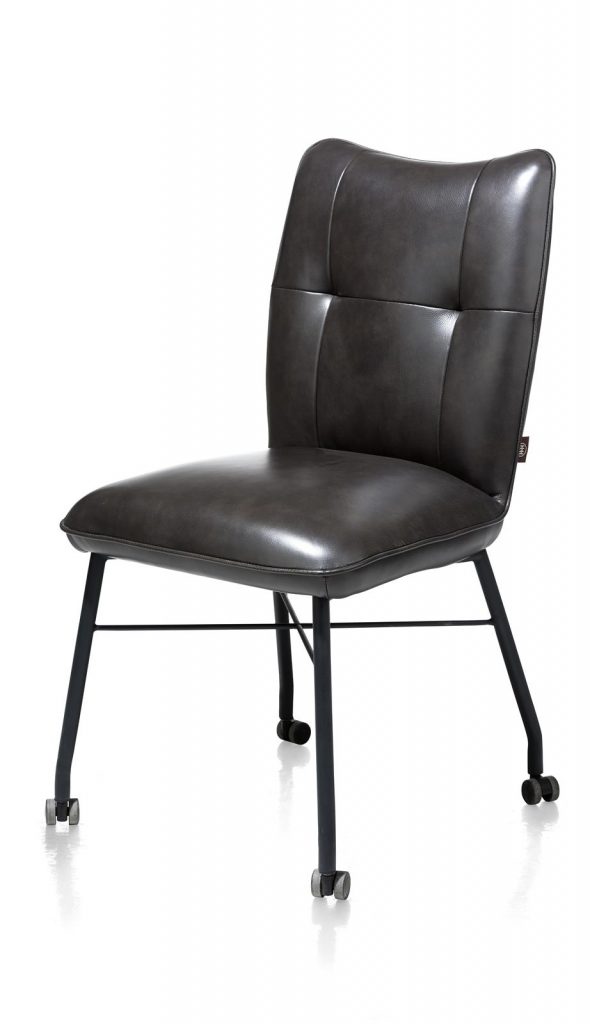Chaise à roulettes contemporaine et confortable en cuir noir
