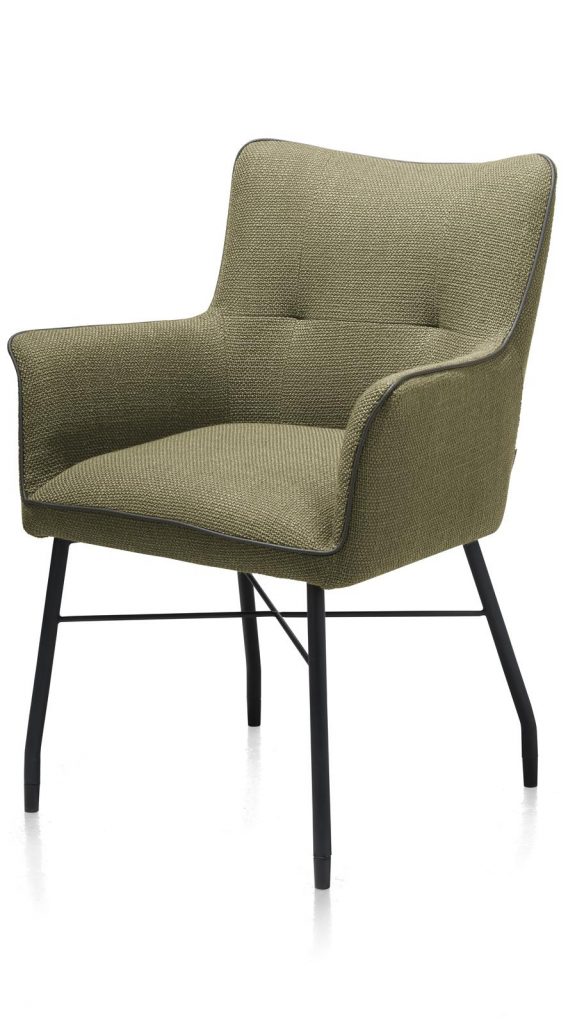 Chaise-fauteuil de table à manger en tissu vert olive
