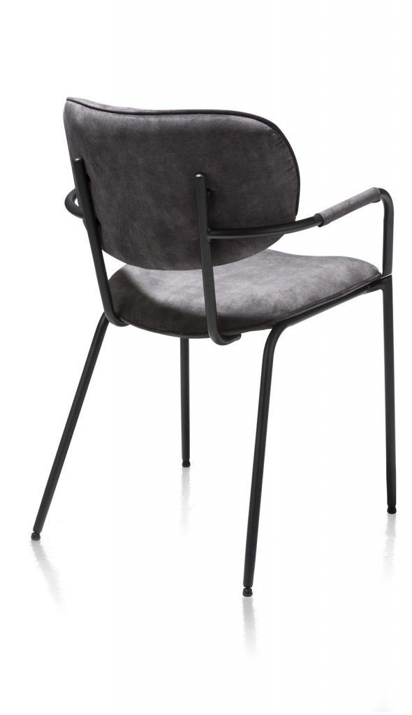 Chaise minimaliste et industrielle en velours anthracite