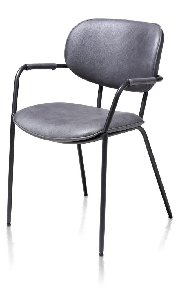 Chaise minimaliste et industrielle en tissu anthracite