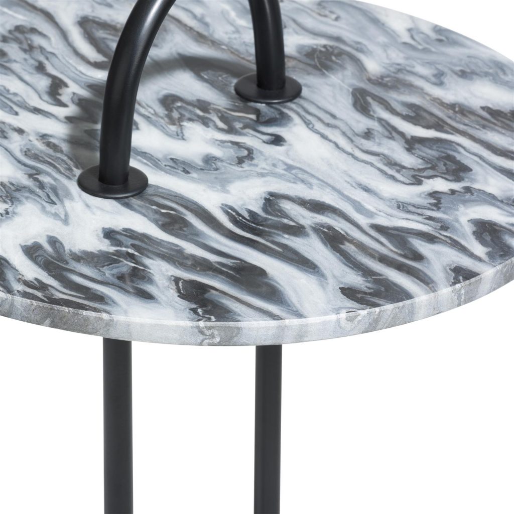 Table d'appoint en marbre et métal noir