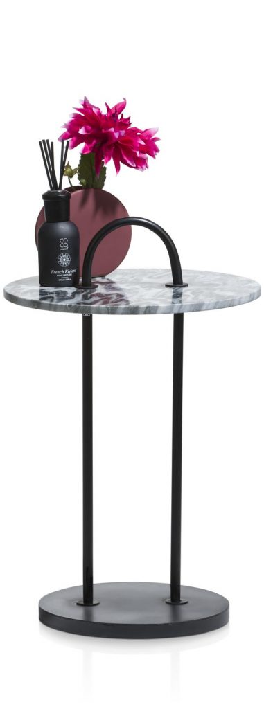 Table d'appoint en marbre et métal noir