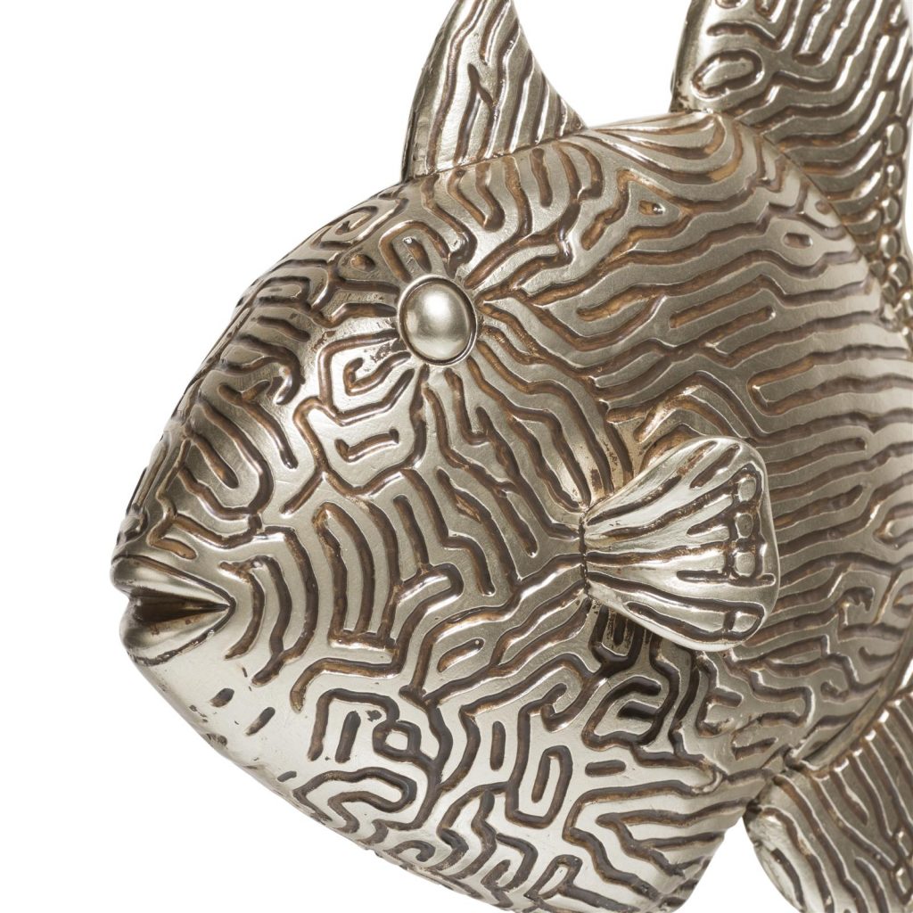 Sculpture décorative poisson en argent