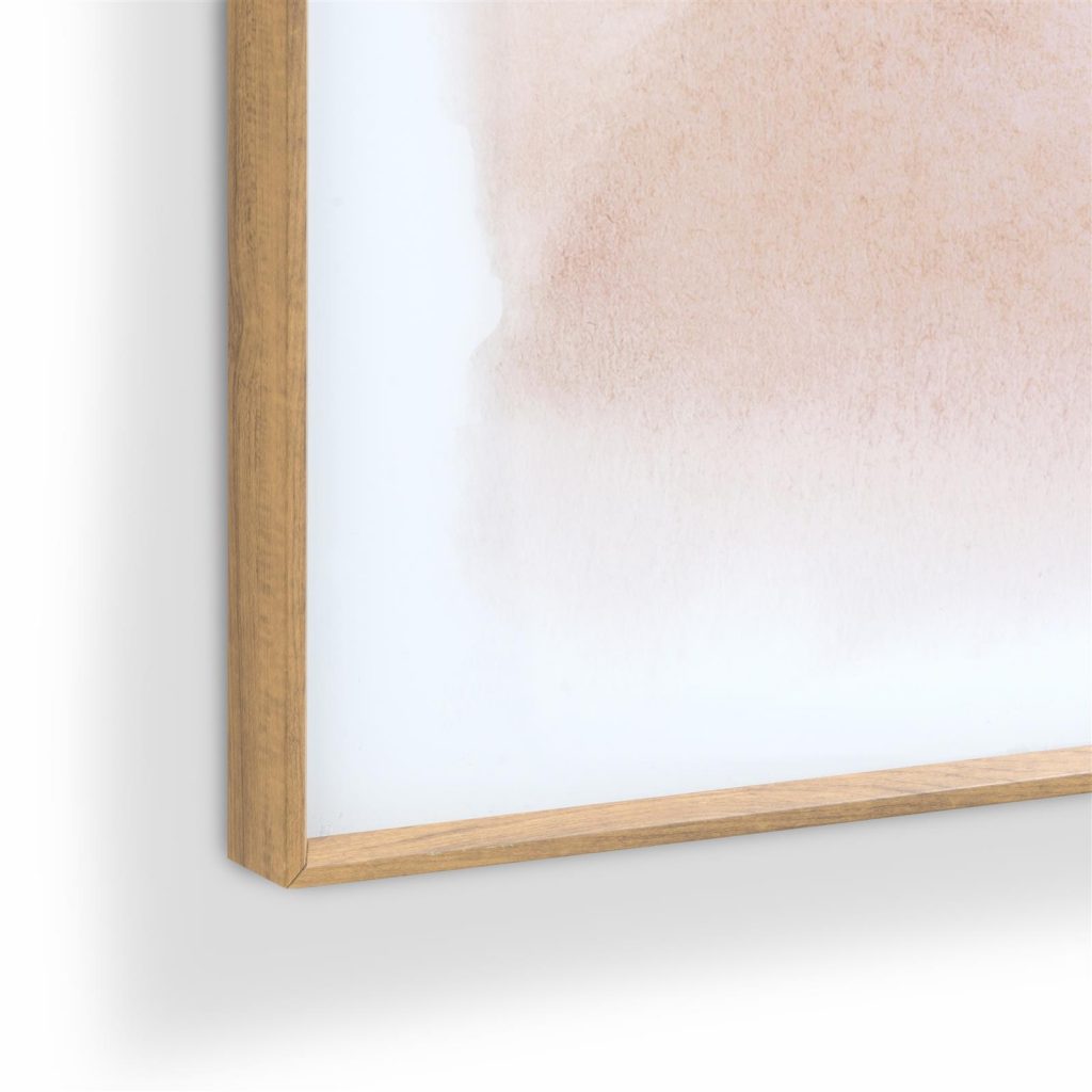 Tableau rectangulaire représentant une aquarelle sur verre dans un cadre en bois de chêne