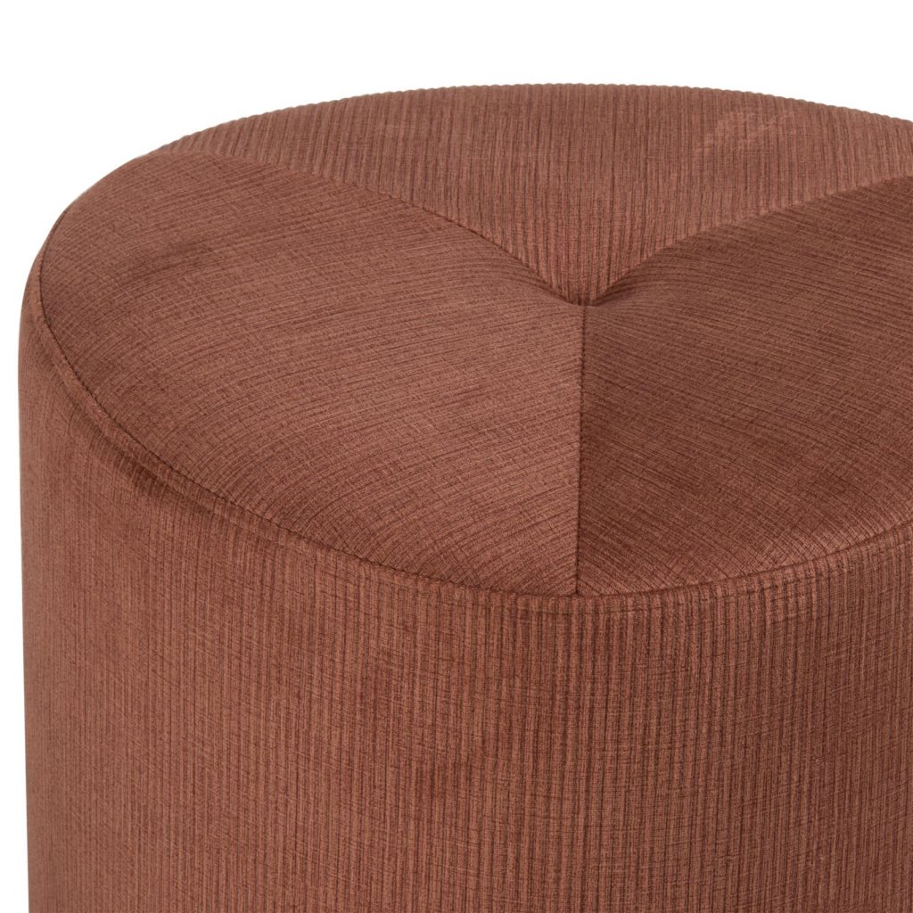 Pouf tendance en tissu côtelé couleur terracotta