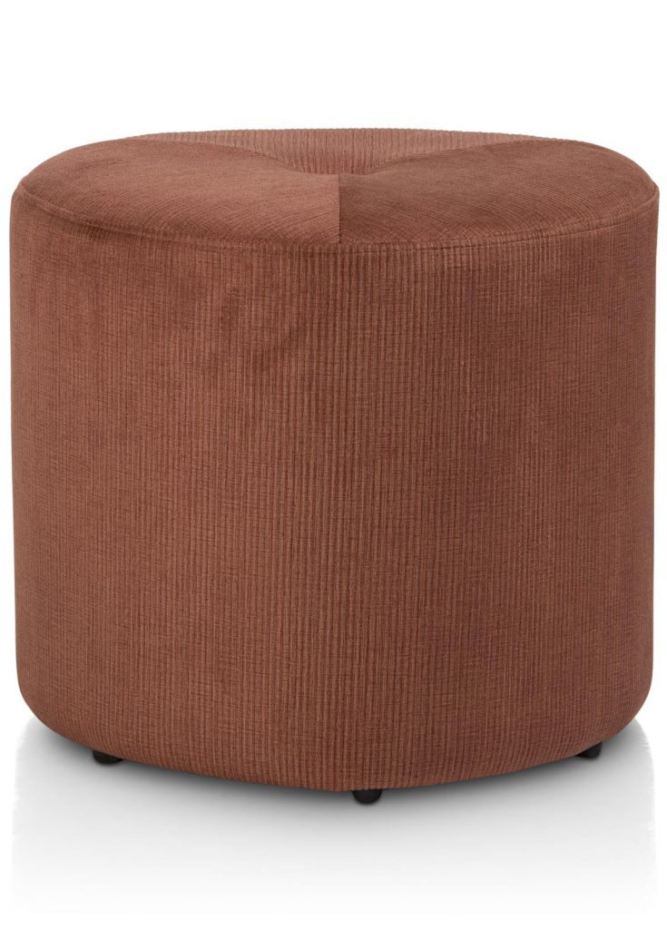 Pouf tendance en tissu côtelé couleur terracotta