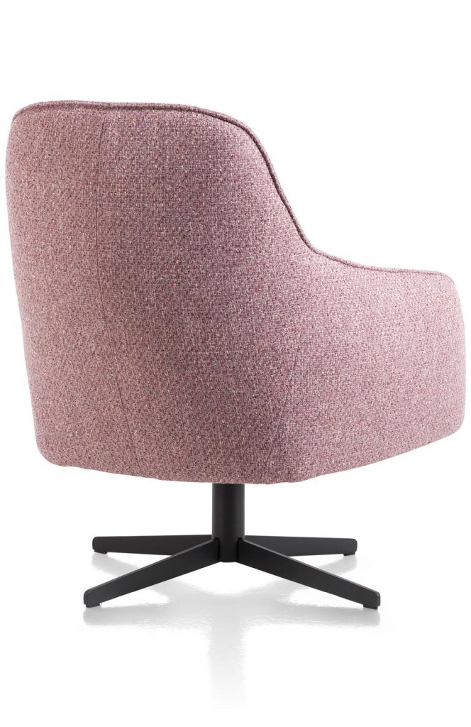 Fauteuil contemporain confortable et pivotant en tissu rose