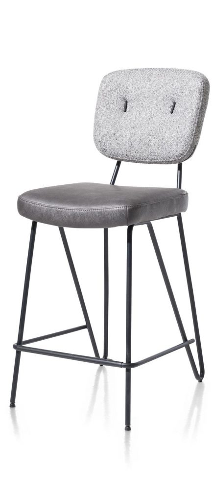 Chaise de bar en tissu gris cosy et minimaliste