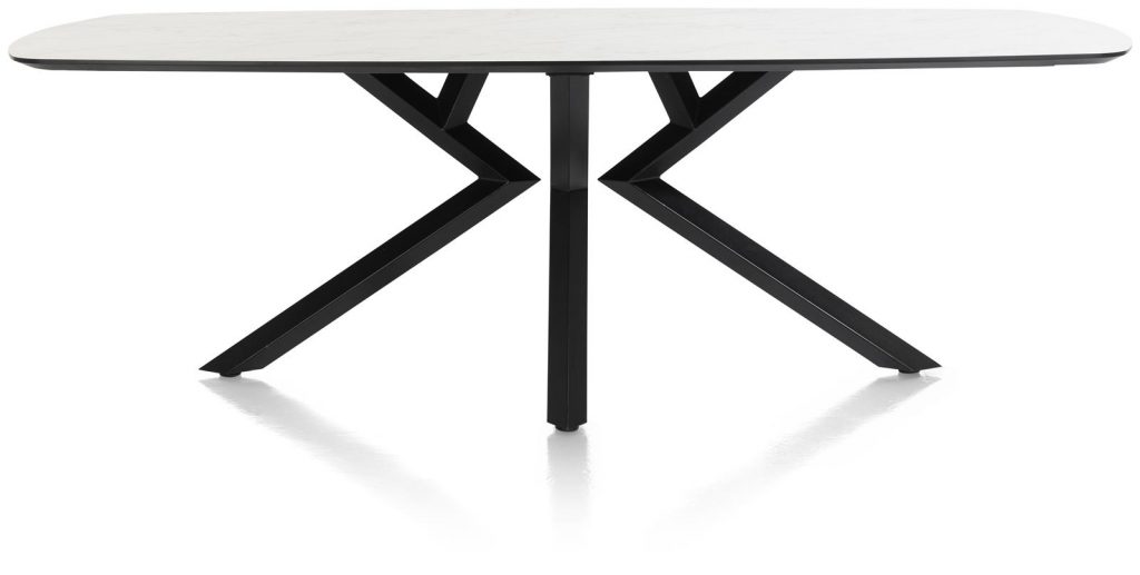 Table à manger design 6 à 8 personnes en marbre blanc et métal