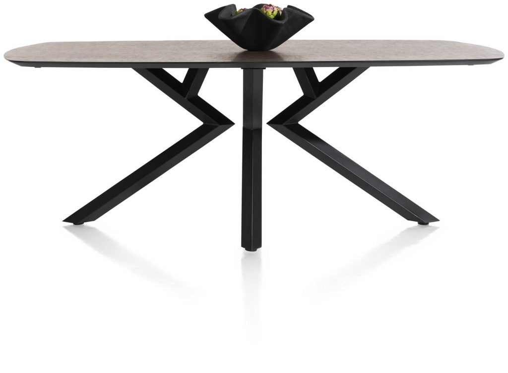 Table à manger design 6 à 8 personnes couleur anthracite et métal noir