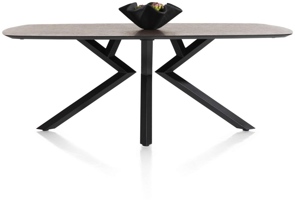 Table à manger design 6 à 8 personnes couleur anthracite et métal noir