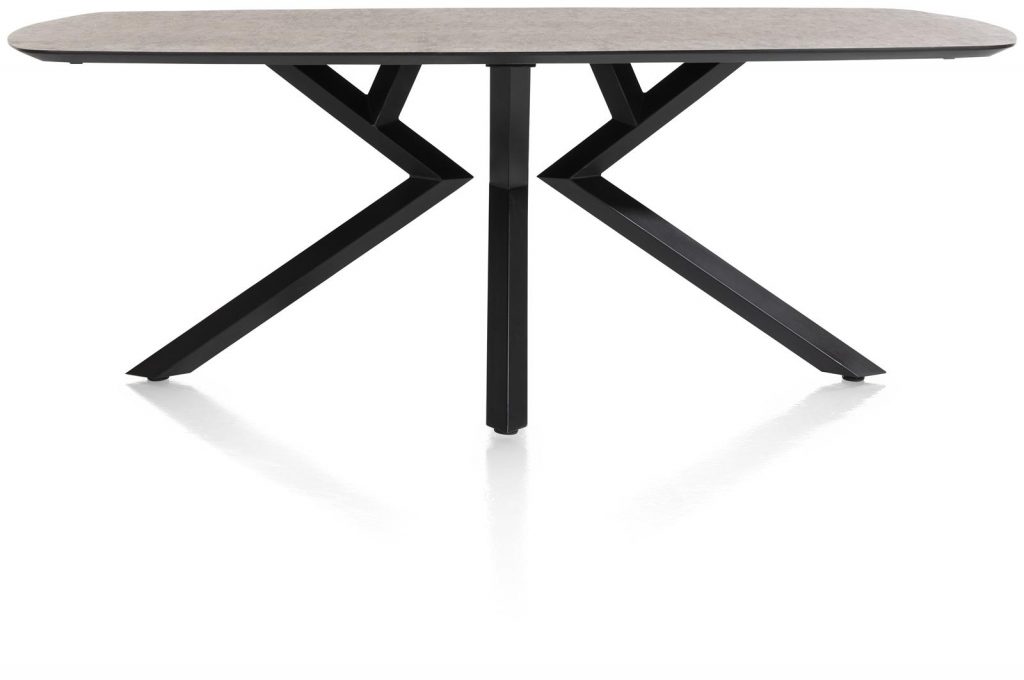 Table à manger design 6 à 8 personnes couleur anthracite et métal noir