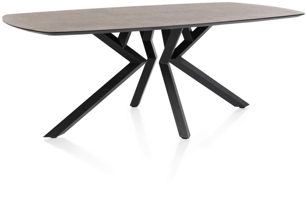 Table à manger design 6 à 8 personnes couleur anthracite et métal noir