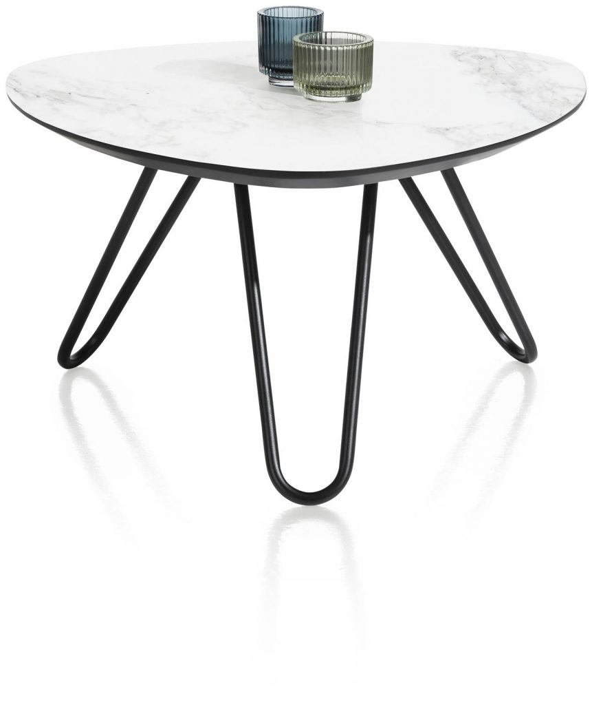 Table basse scandinave et contemporaine plateau marbre blanc