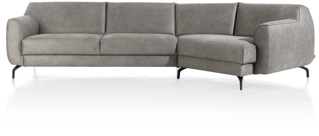 Canapé d'angle en tissu gris clair avec lounge