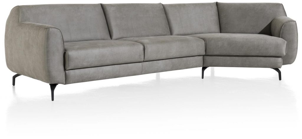 Canapé d'angle en tissu gris clair avec lounge