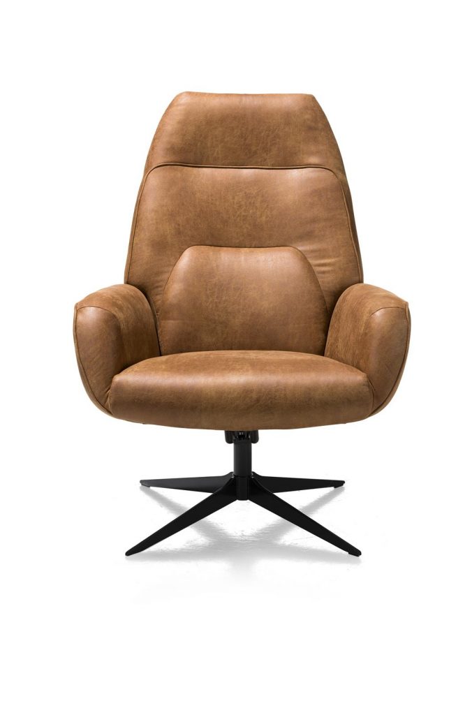 Fauteuil de relaxation pivotant en cuir marron