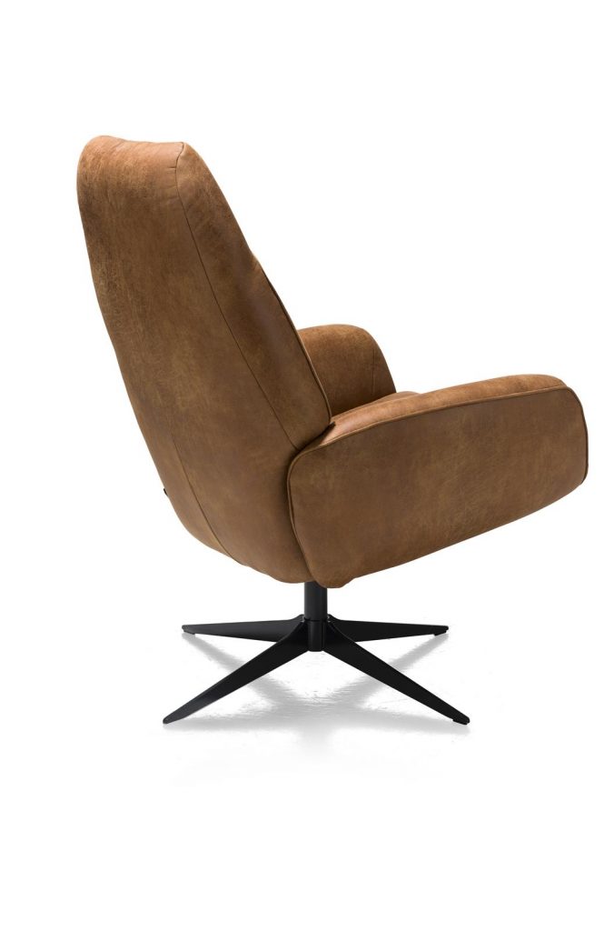 Fauteuil de relaxation pivotant en cuir marron