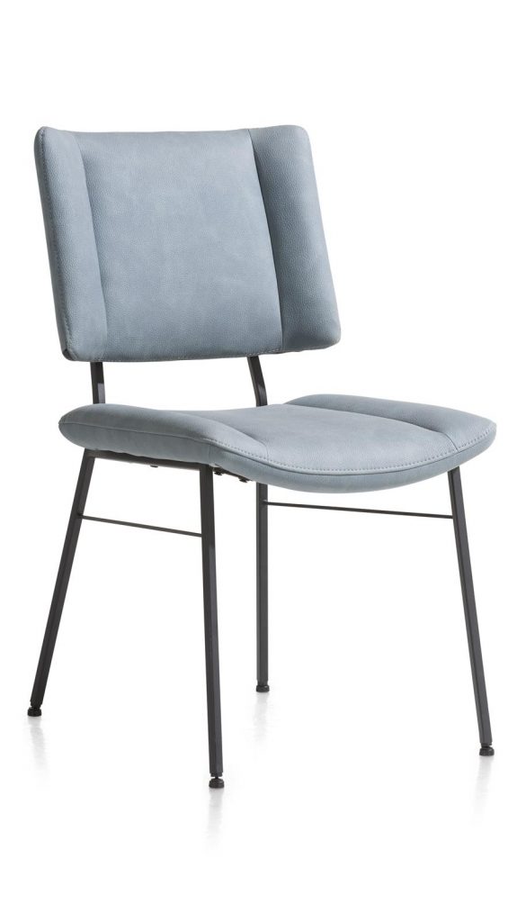 Chaise moderne au design carré en tissu bleu ciel