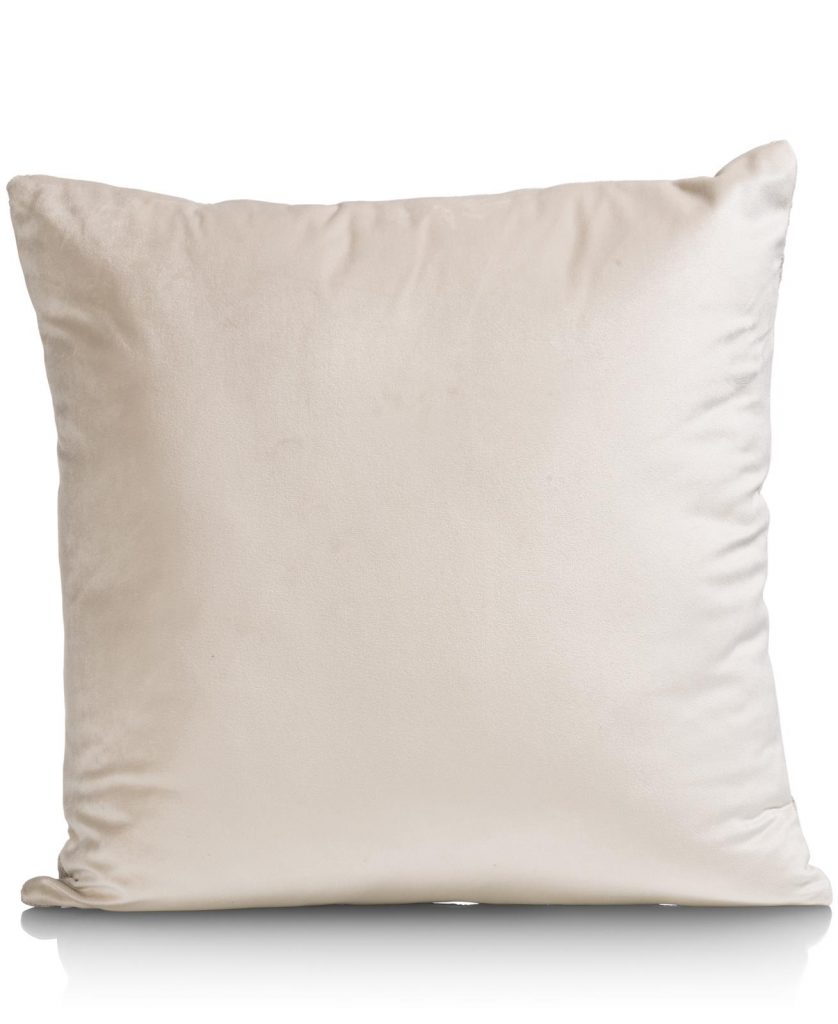 Coussin moderne bi-matière en tissu beige