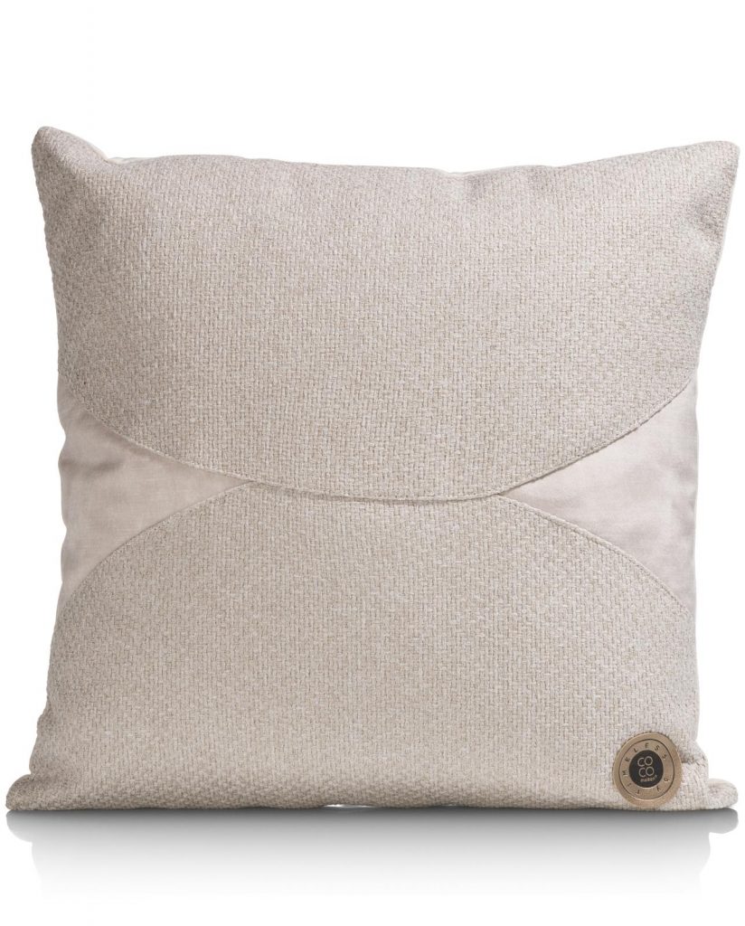 Coussin moderne bi-matière en tissu beige