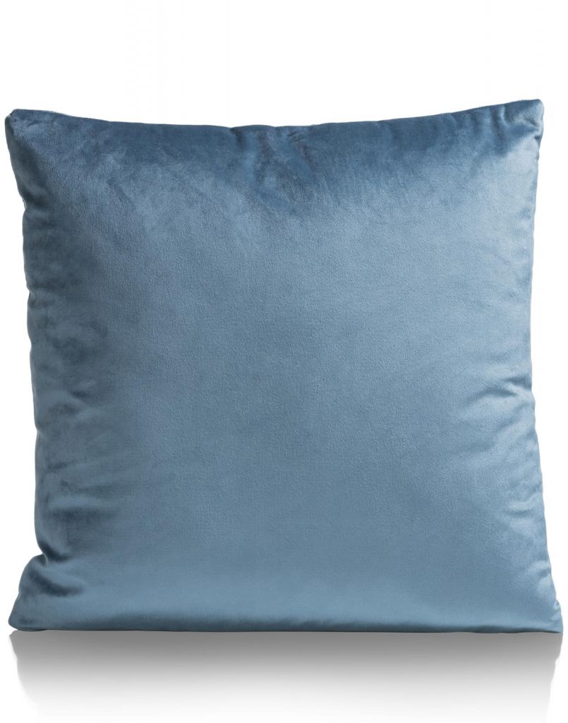 Coussin moderne bi-matière en tissu bleu