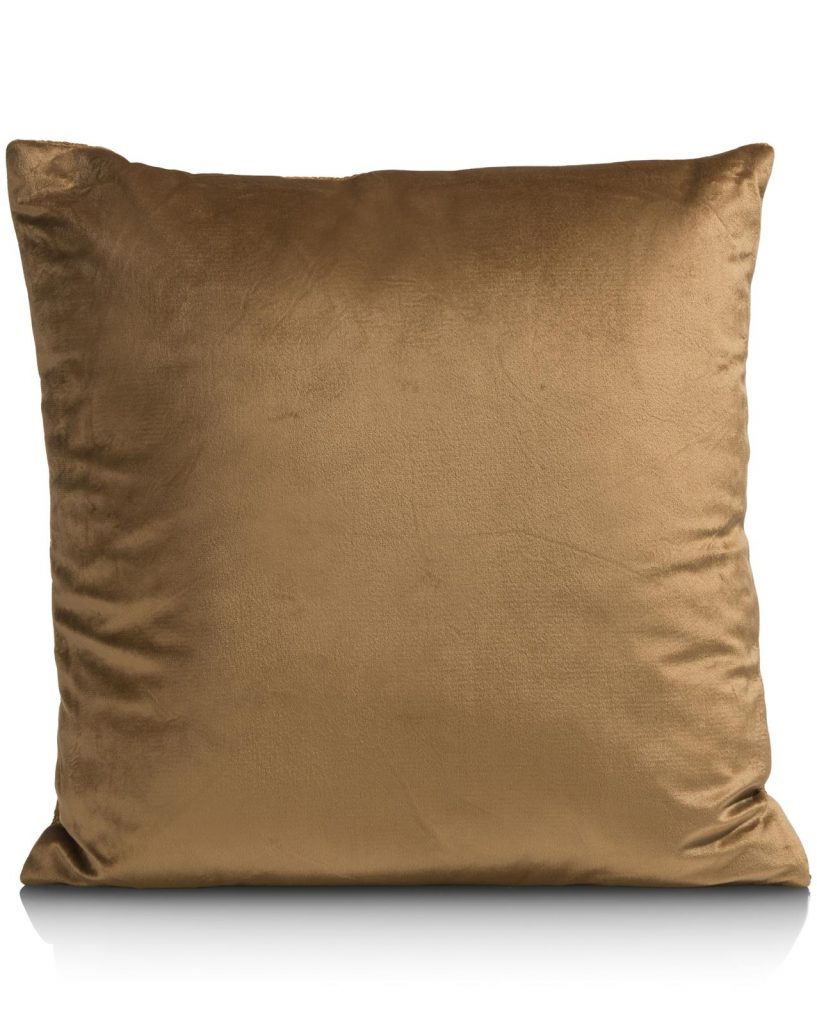 Coussin moderne bi-matière en tissu marron