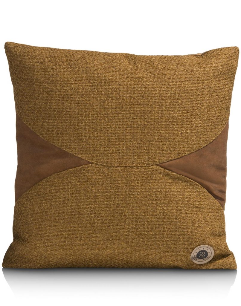 Coussin moderne bi-matière en tissu marron