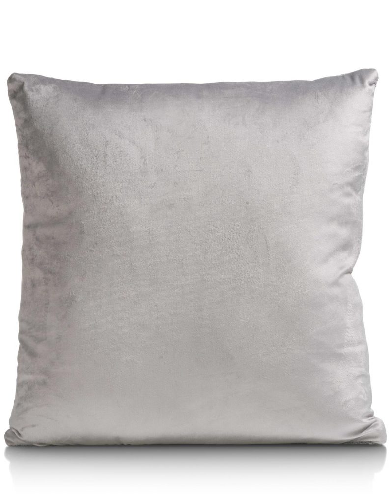 Coussin moderne bi-matière en tissu gris