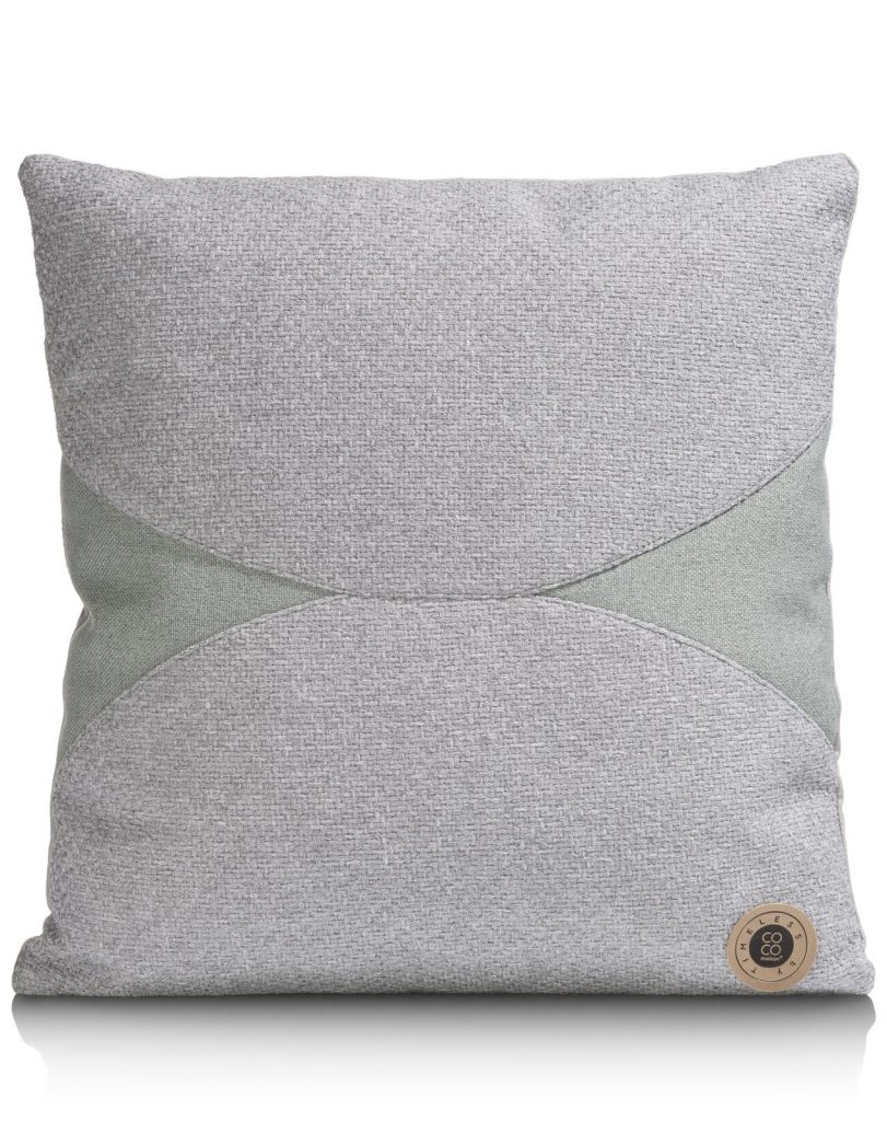 Coussin moderne bi-matière en tissu gris