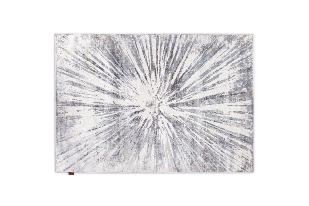 Tapis à poils ras gris clair motif splash