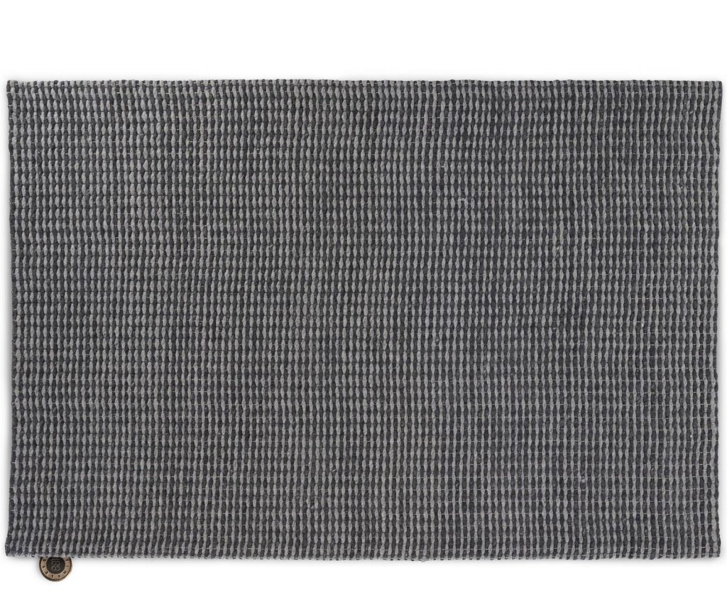 Tapis rectangulaire tendance en laine couleur gris anthracite