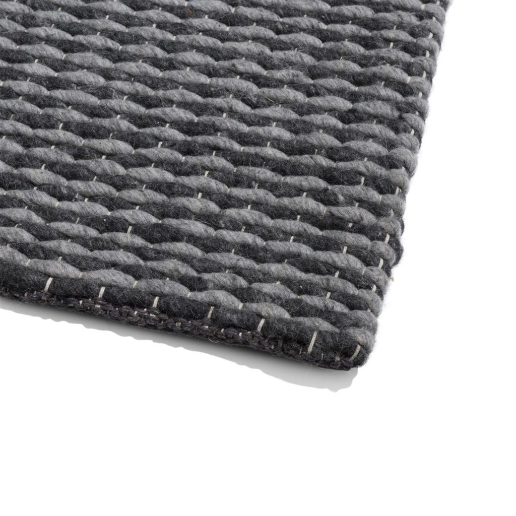 Tapis rectangulaire tendance en laine couleur gris anthracite