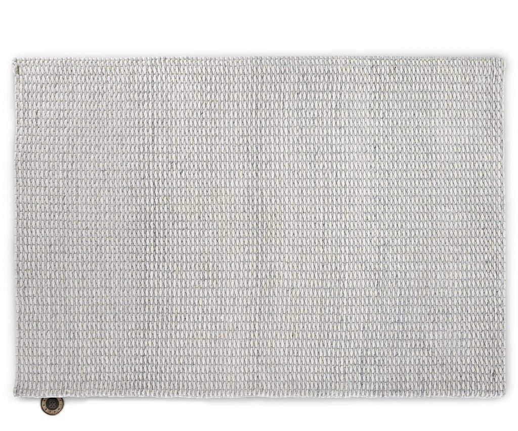 Tapis rectangulaire tendance en laine couleur blanc