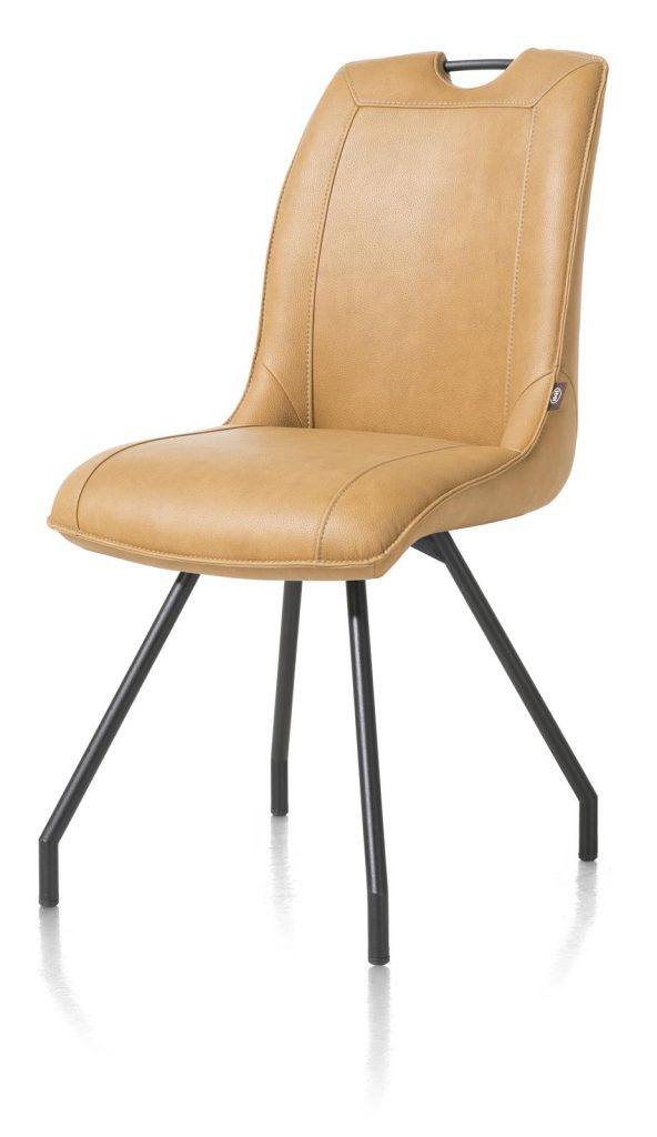 Chaise contemporaine en tissu marron cognac