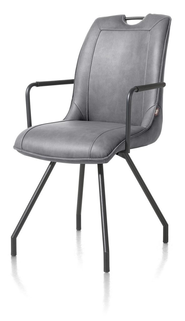 Chaise fauteuil contemporaine en tissu gris anthracite