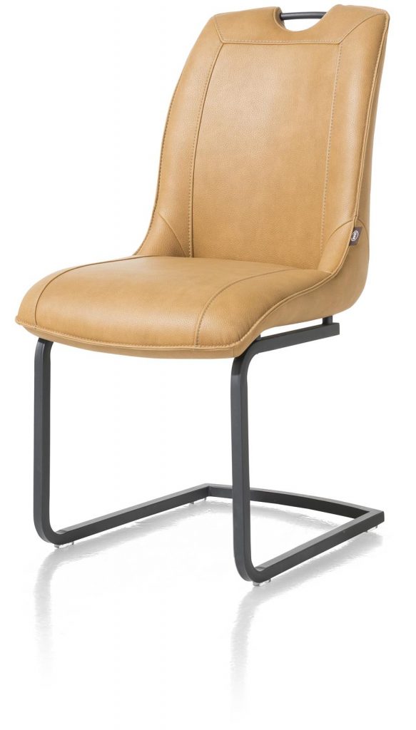 Chaise contemporaine en tissu marron cognac