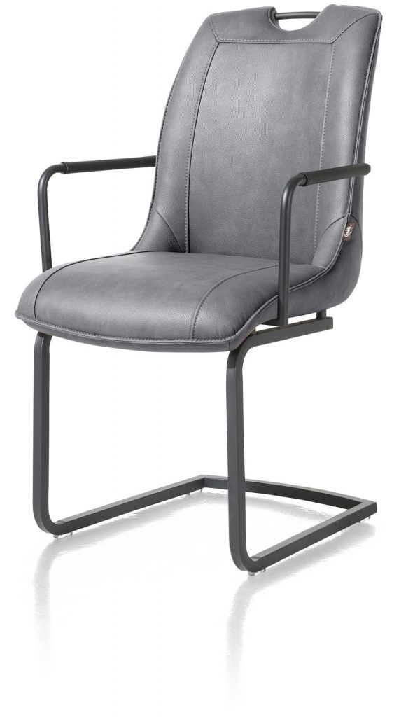 Chaise fauteuil contemporaine en tissu gris anthracite