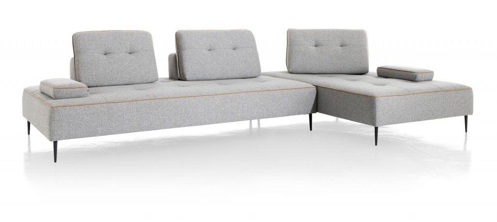 Canapé modulable en tissu gris clair