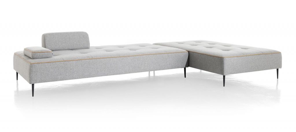 Canapé modulable en tissu gris clair