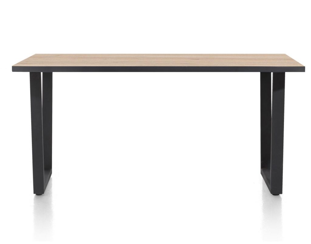 Table de bar contemporaine plateau bois et pied design anthracite