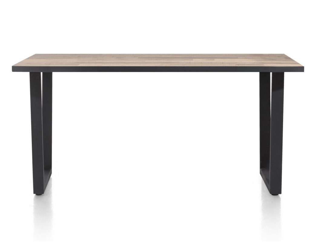 Table de bar contemporaine plateau bois et pied design anthracite