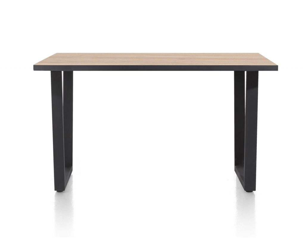Table de bar contemporaine plateau bois et pied design anthracite