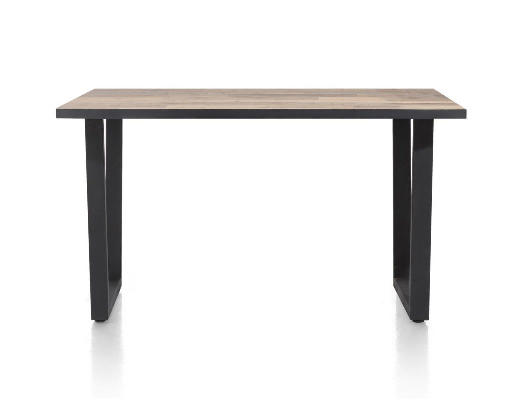 Table de bar contemporaine plateau bois et pied design anthracite