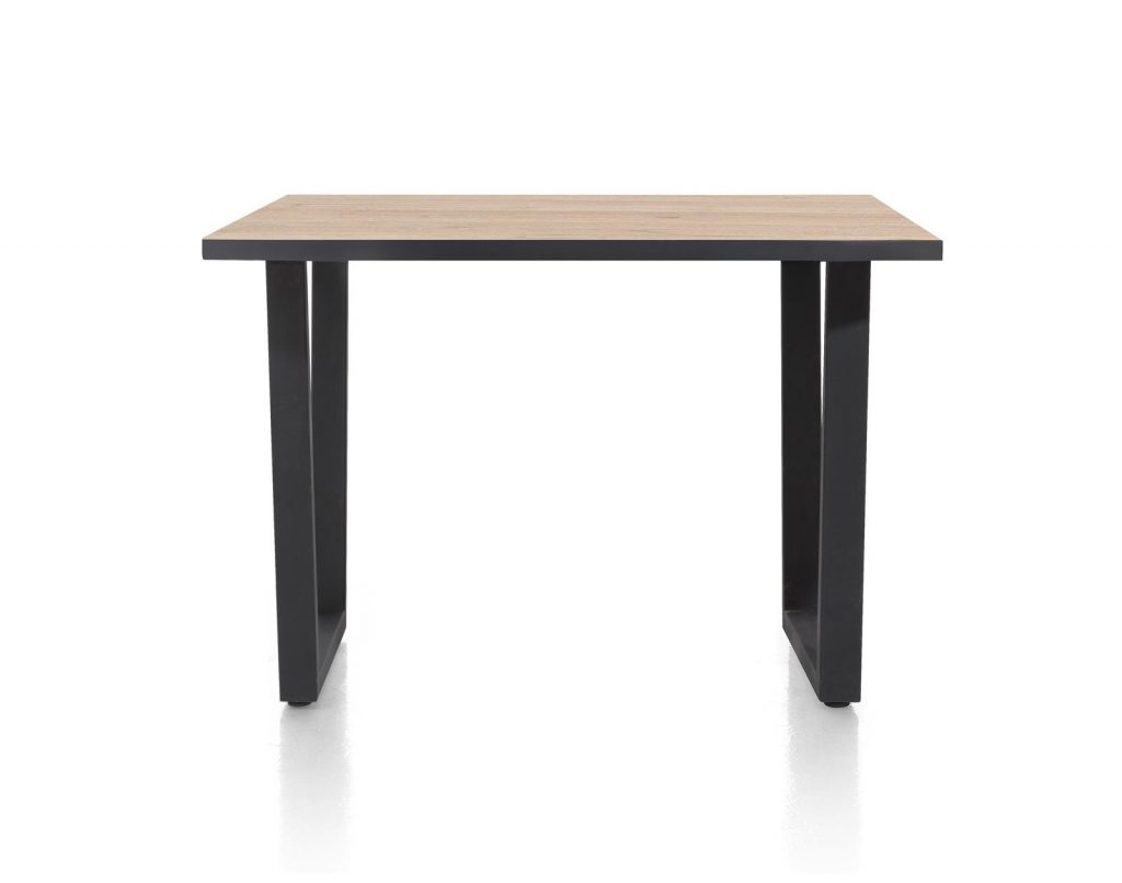 Table de bar contemporaine plateau bois et pied design anthracite