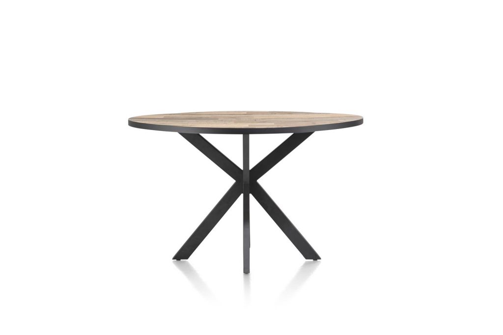 Table de bar ronde contemporaine plateau bois et pied design anthracite