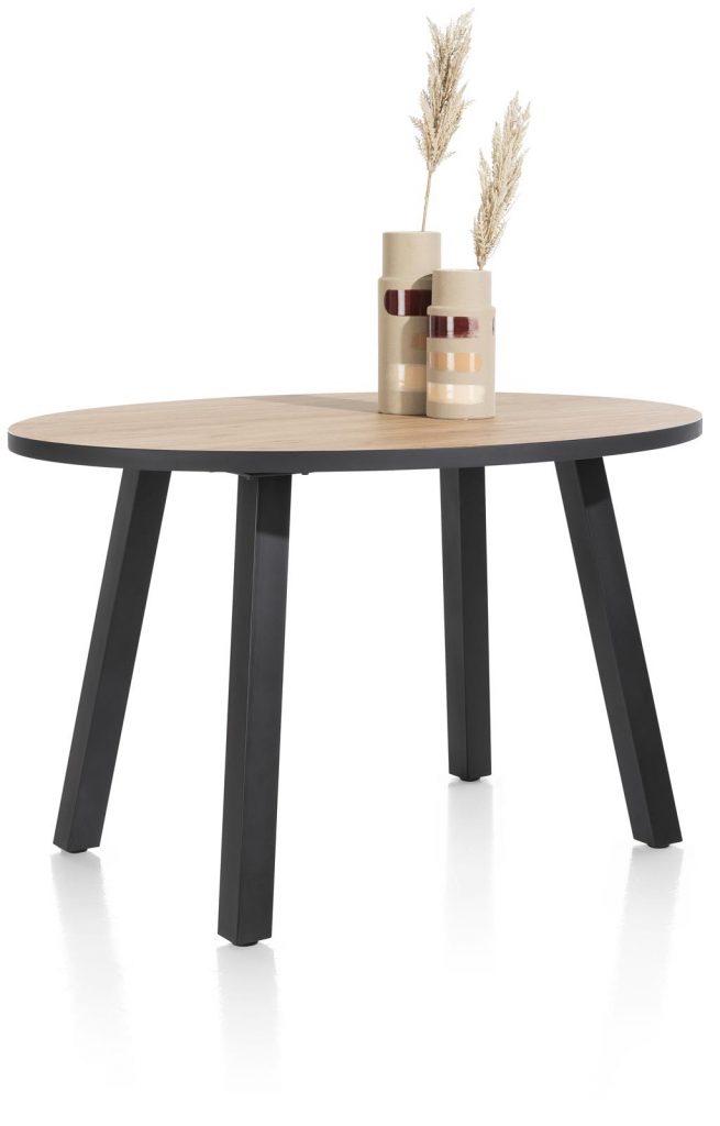 Table de bar ronde contemporaine plateau bois et pied design anthracite