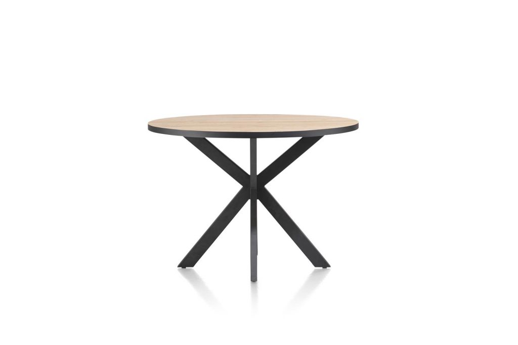 Table de bar ronde contemporaine plateau bois et pied design anthracite