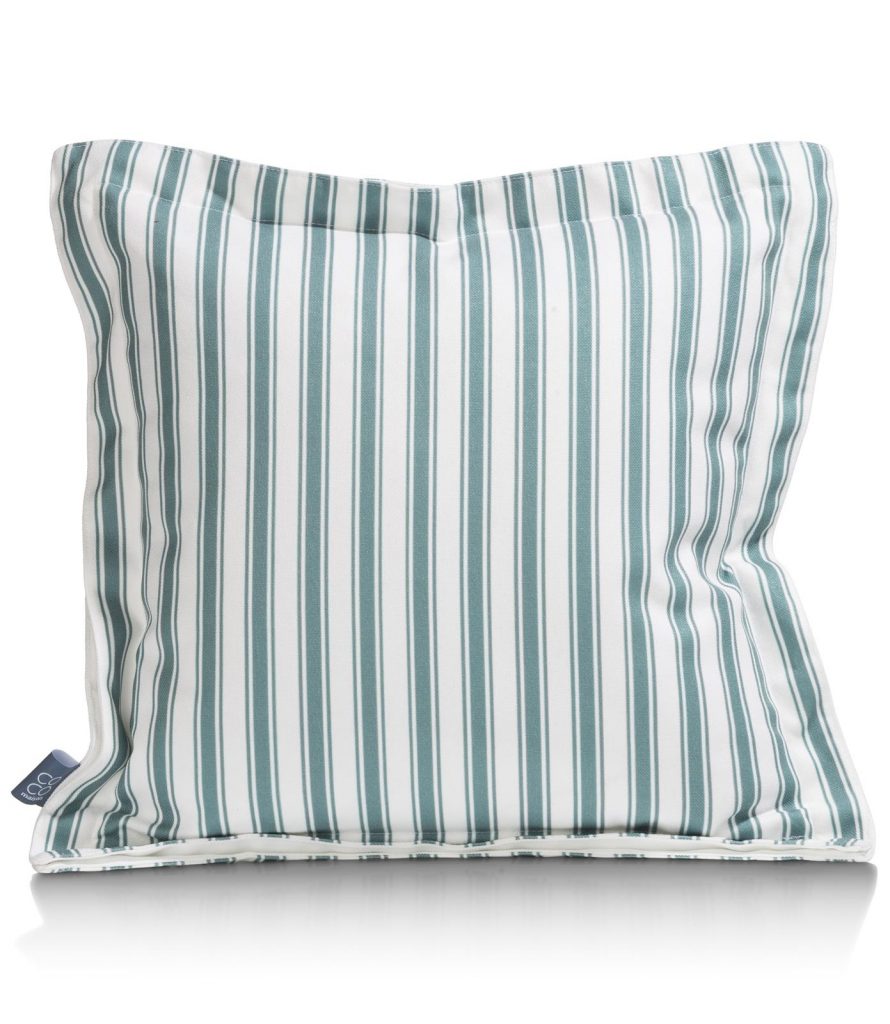 Coussin à rayures bleu et blanc